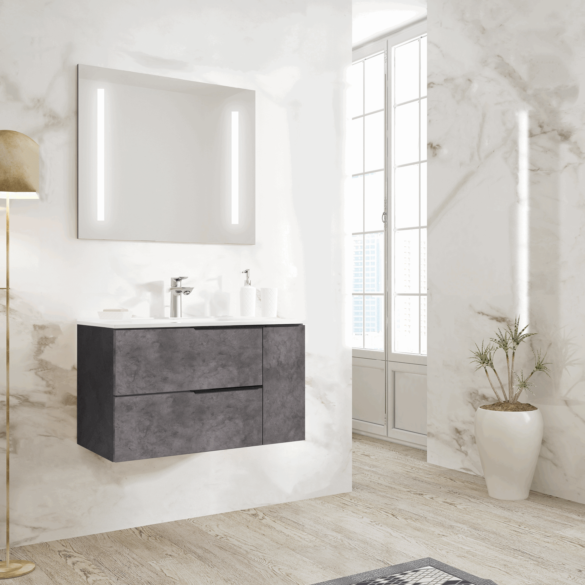 Illora-Suspendido-Cemento.gif Mueble de Baño Imola Suspendido - Imagen 1