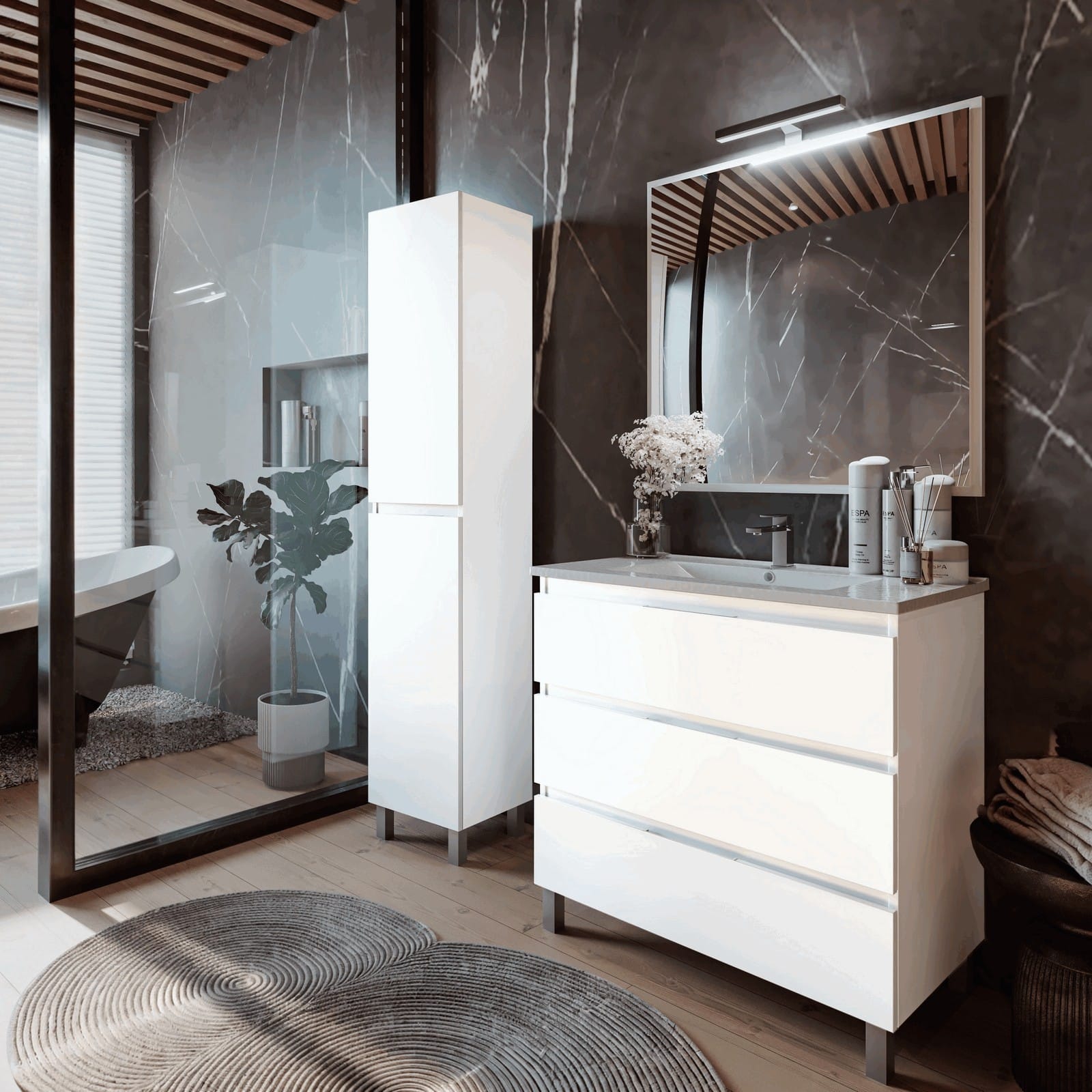 Nantes 3C 80 Blanco Mueble de Baño Denia 3 Cajones - Imagen 1